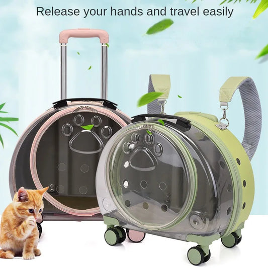 Pet Suitcase Transparent Trolley Case for Cat - Natemo