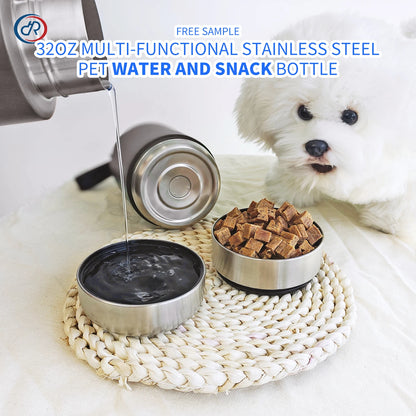 Keep Your Furry Friends Hydrated with the OKKPETS 3-in-1 Stainless Steel Dog Water Bottle!