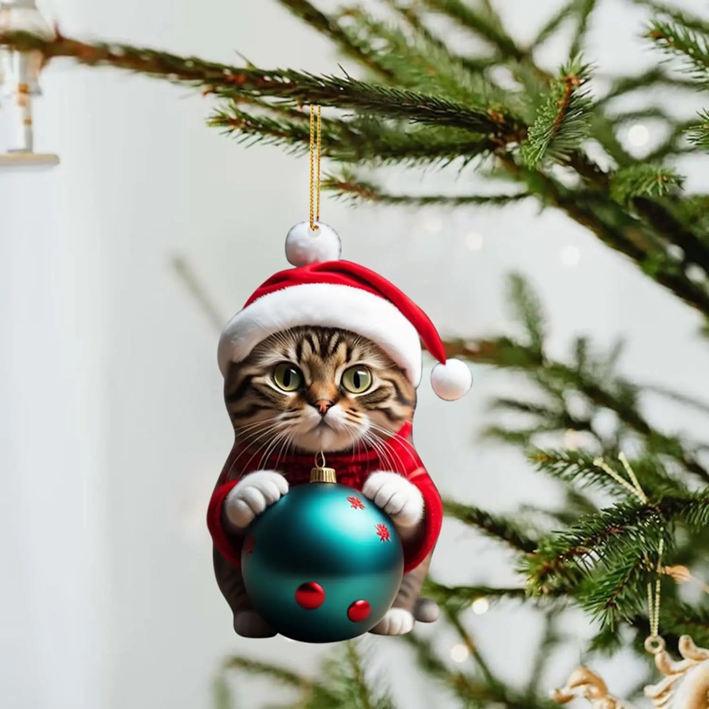 2024 New Cartoon Cute Cat Christmas Ornaments Hanging Decoration