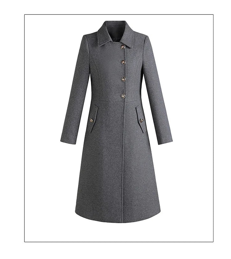 High-Quality Wool Blend Long Trench Coat for Women