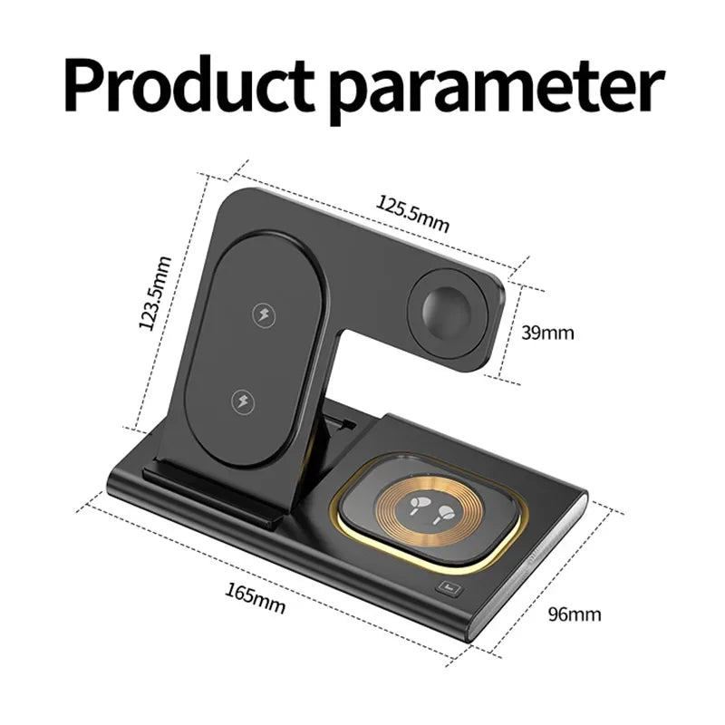 Upgrade Your Charging Experience with the 30W 3 in 1 LED Foldable Wireless Charger Stand!