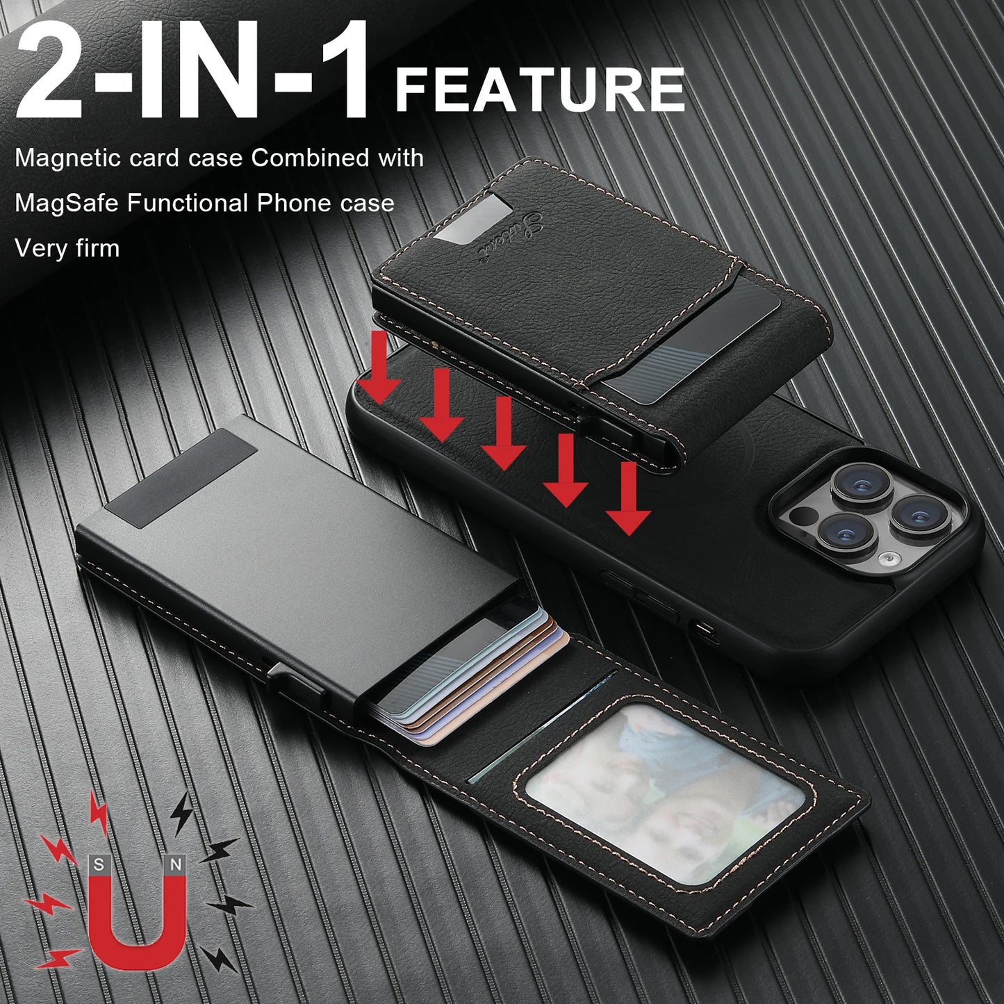 Phone Case Card Holder Leather Magnetic Pocket Cover For iPhone 12 13 14 16ProMax 15Plus