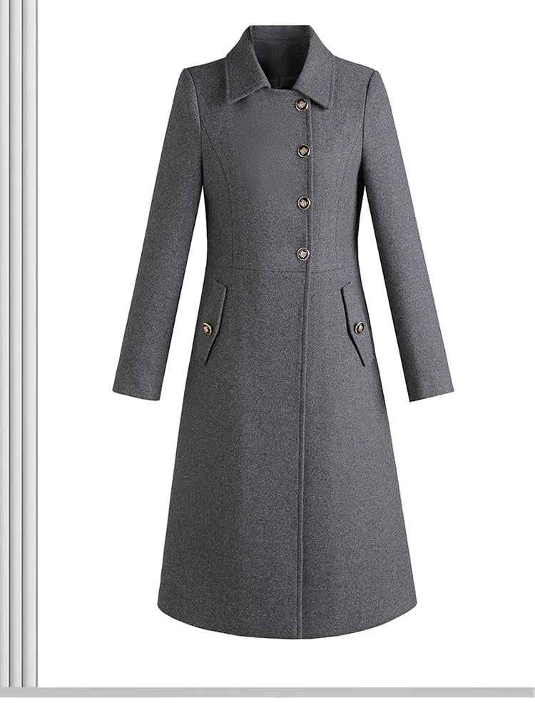 High-Quality Wool Blend Long Trench Coat for Women