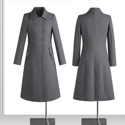 High-Quality Wool Blend Long Trench Coat for Women