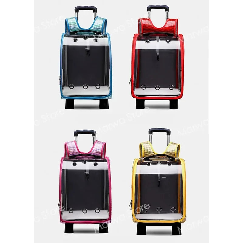 The capsule bag carrying pet  packaging Dog Cat Carrying Backpack Pet Travel Carrier with Double Wheels