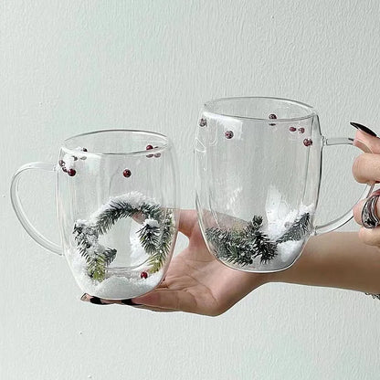 Double Wall Christmas Glass Cup