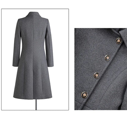 High-Quality Wool Blend Long Trench Coat for Women