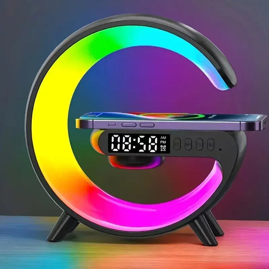 Multifunction Wireless Charger Stand with RGB Light and Alarm Clock