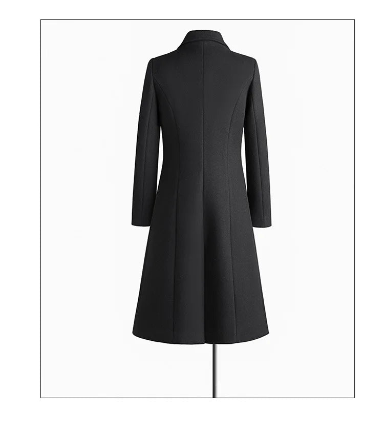 High-Quality Wool Blend Long Trench Coat for Women