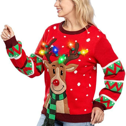 Ladies Jumper Winter Autumn Pullover With LED Lamp