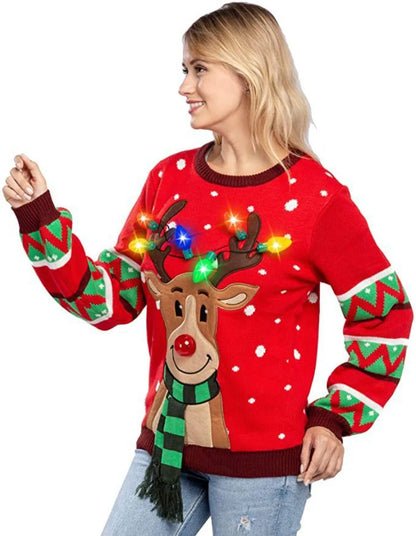 Ladies Jumper Winter Autumn Pullover With LED Lamp