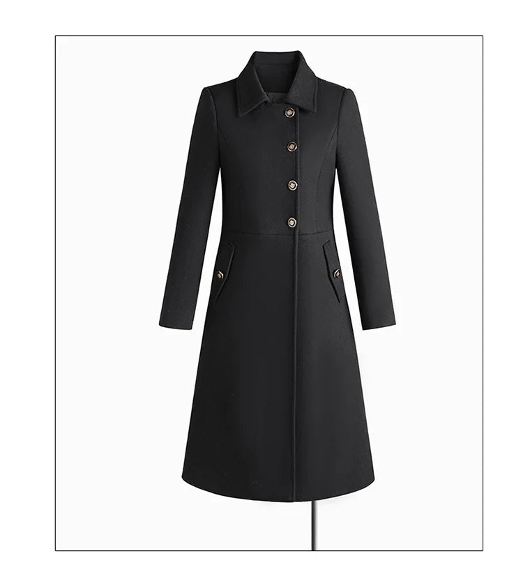 High-Quality Wool Blend Long Trench Coat for Women