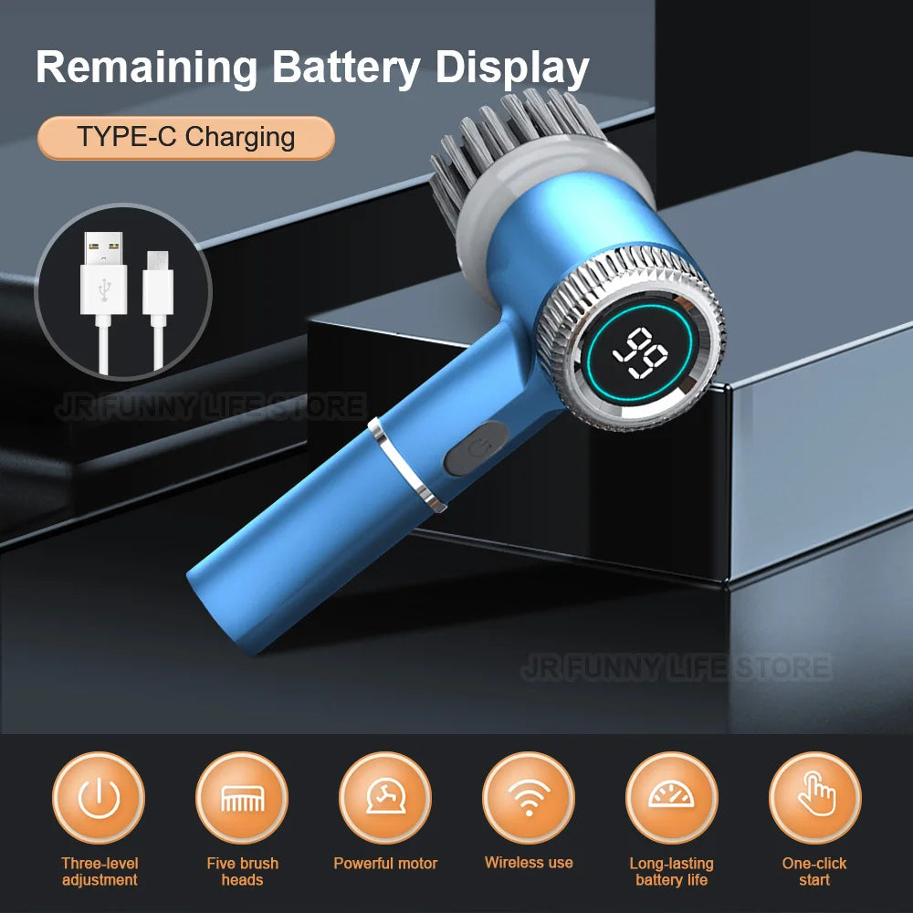 Wireless Electric Cleaning Brush Rechargeable Kitchen Dishwashing Brush