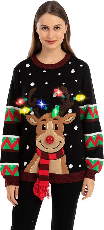 Ladies Jumper Winter Autumn Pullover With LED Lamp