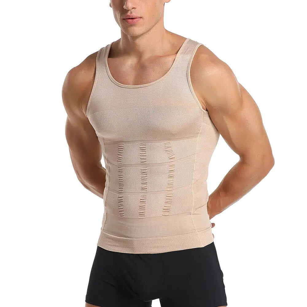 Men's Slimming Body Shapewear Corset Vest Shirt Compression Abdomen