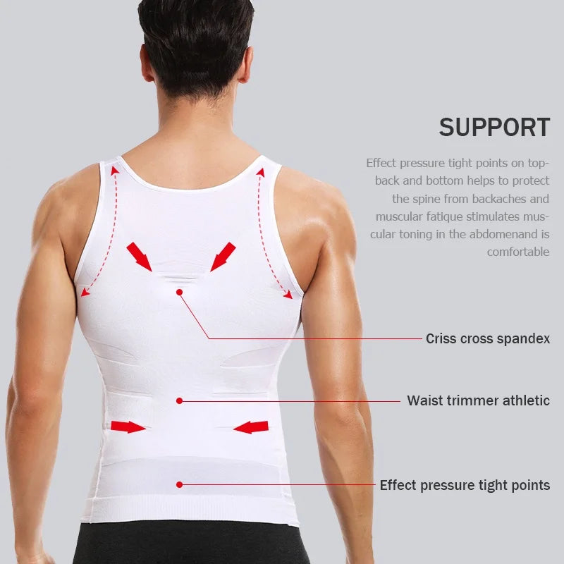 Men's Slimming Body Shapewear Corset Vest Shirt Compression Abdomen