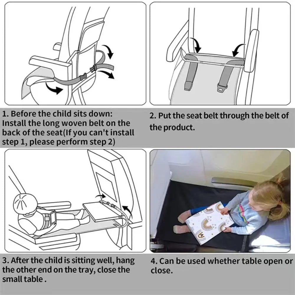 Cama de avião para crianças e rede de descanso para os pés