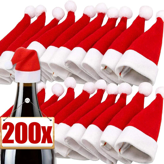 Christmas Cutlery Bag Mini Santa Claus Hat Wine Bottle