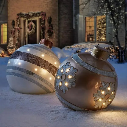 Bola inflável de Natal ao ar livre decorada 60cm PVC gigante grande bolas decorações de árvore de Natal brinquedo bola sem ornamento de luz