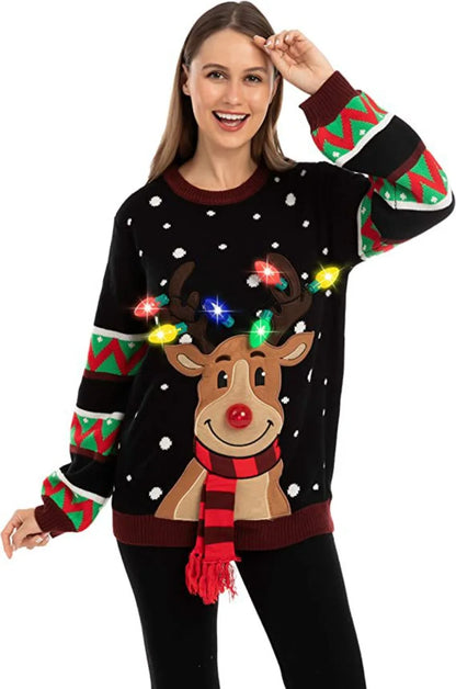 Ladies Jumper Winter Autumn Pullover With LED Lamp