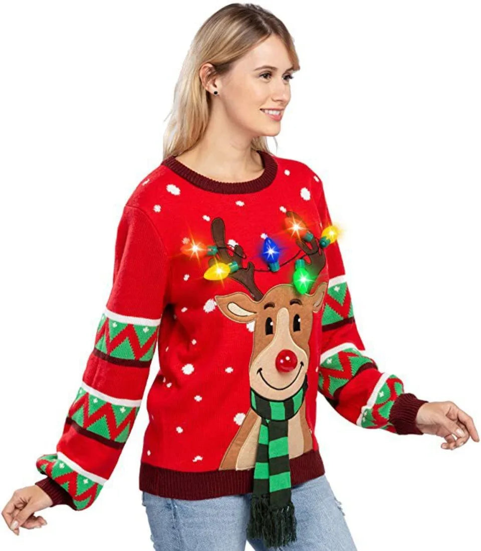 Ladies Jumper Winter Autumn Pullover With LED Lamp