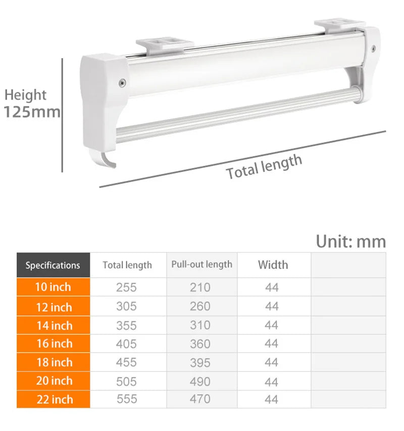 Adjustable Wardrobe Clothing Rail Heavy Duty Pull-Out Closet