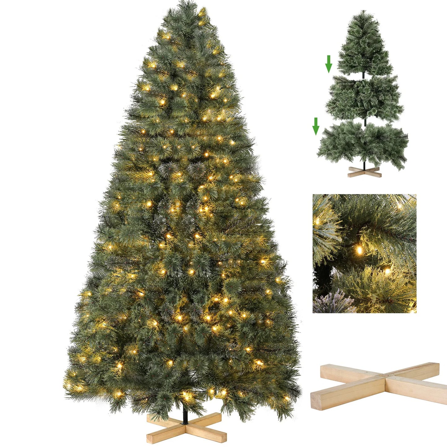 Árvore de Natal artificial de 180/210 cm com luzes LED