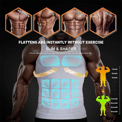 Men's Slimming Body Shapewear Corset Vest Shirt Compression Abdomen