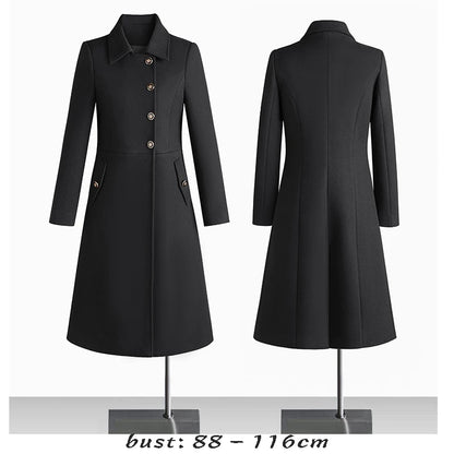 High-Quality Wool Blend Long Trench Coat for Women