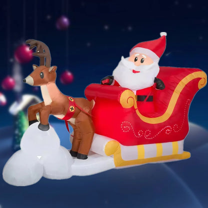 2.1M Santa Claus Sledding Reindeer Inflatable Decoration