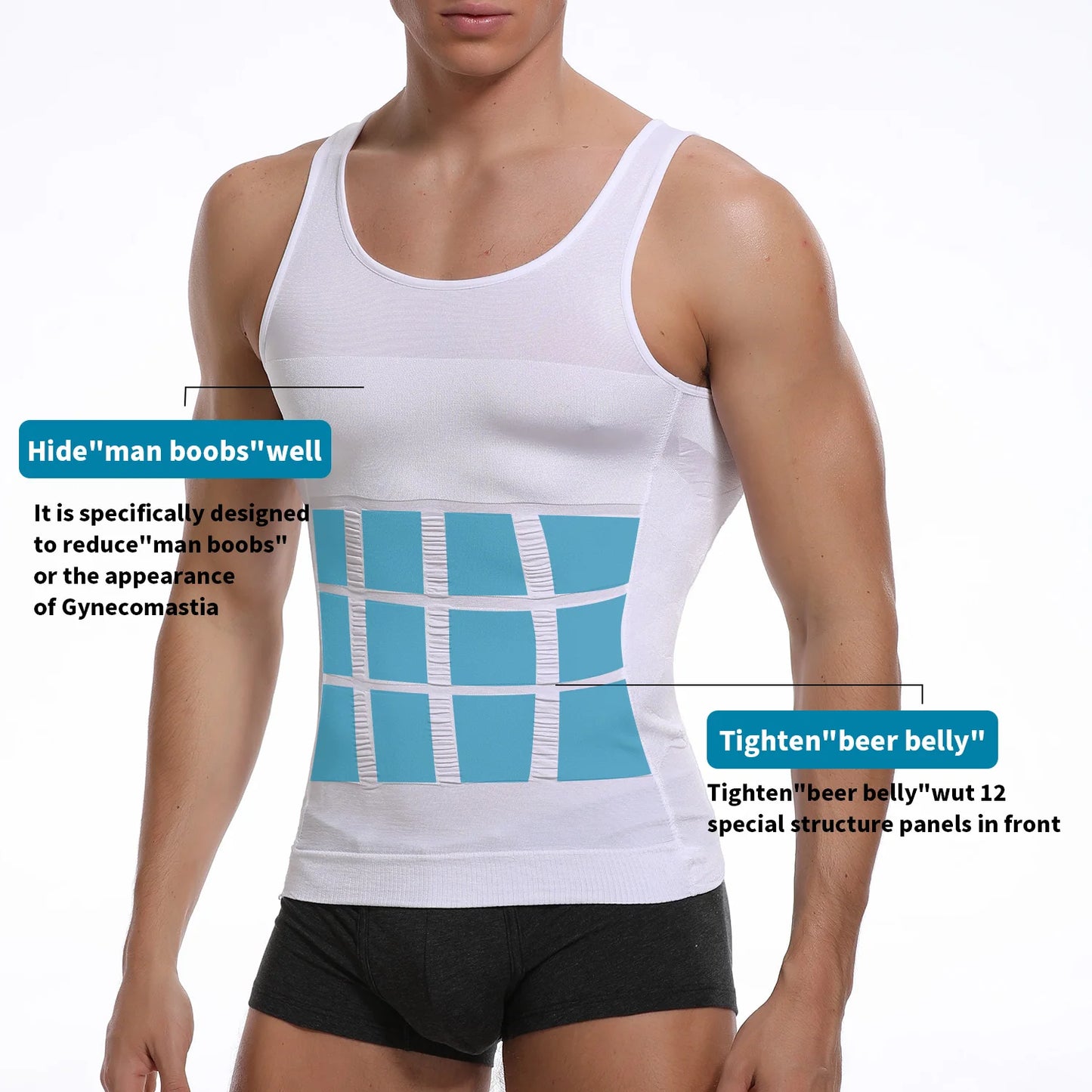 Men's Slimming Body Shapewear Corset Vest Shirt Compression Abdomen