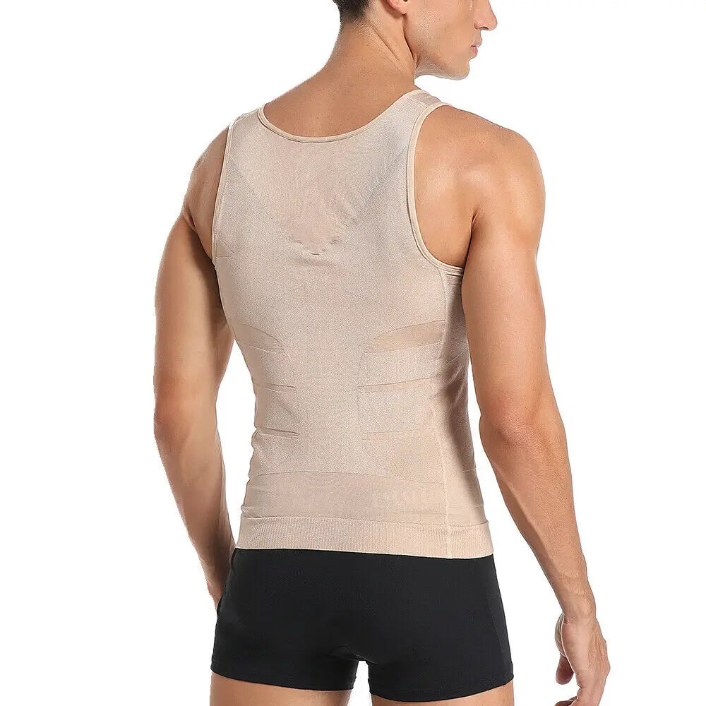 Men's Slimming Body Shapewear Corset Vest Shirt Compression Abdomen