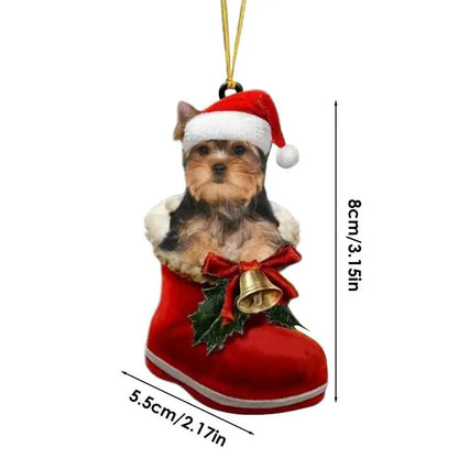 Christmas Tree Dog Ornament Acrylic Flat Printing Dog Hanging Pendant Decoration