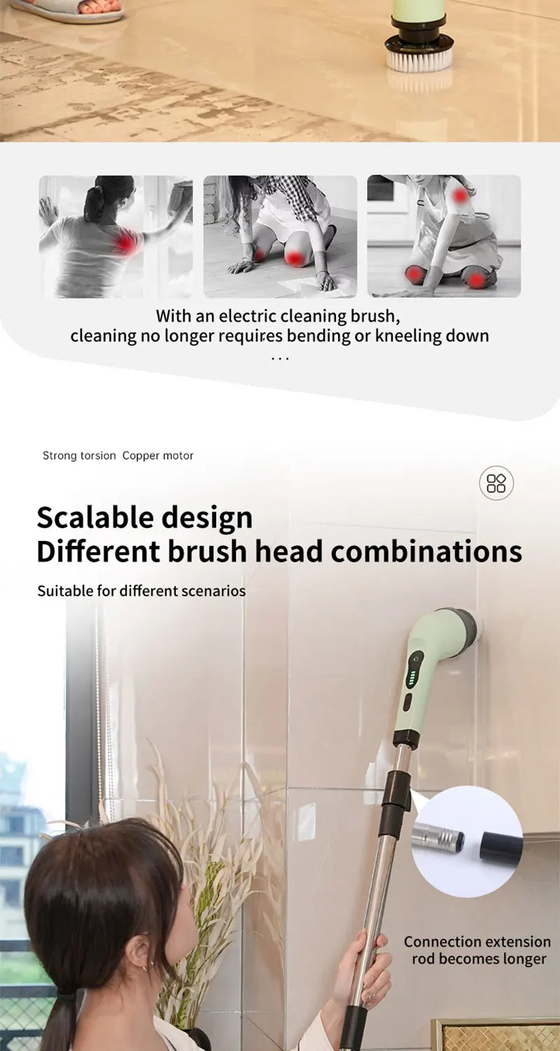 9-in-1 Electric Cleaning Brush Electric Spin Cleaning Scrubber Electric Cleaning