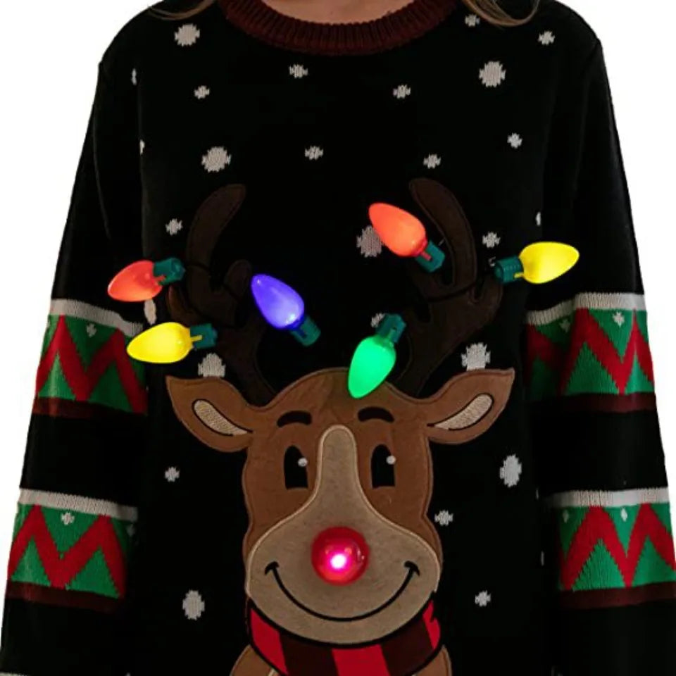 Ladies Jumper Winter Autumn Pullover With LED Lamp