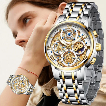 Elevate Your Style with the LIGE Luxury Gold Women’s Watch!