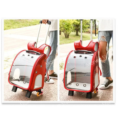 The capsule bag carrying pet  packaging Dog Cat Carrying Backpack Pet Travel Carrier with Double Wheels