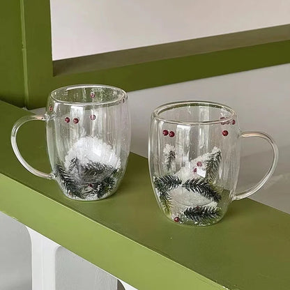 Double Wall Christmas Glass Cup