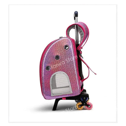 The capsule bag carrying pet  packaging Dog Cat Carrying Backpack Pet Travel Carrier with Double Wheels