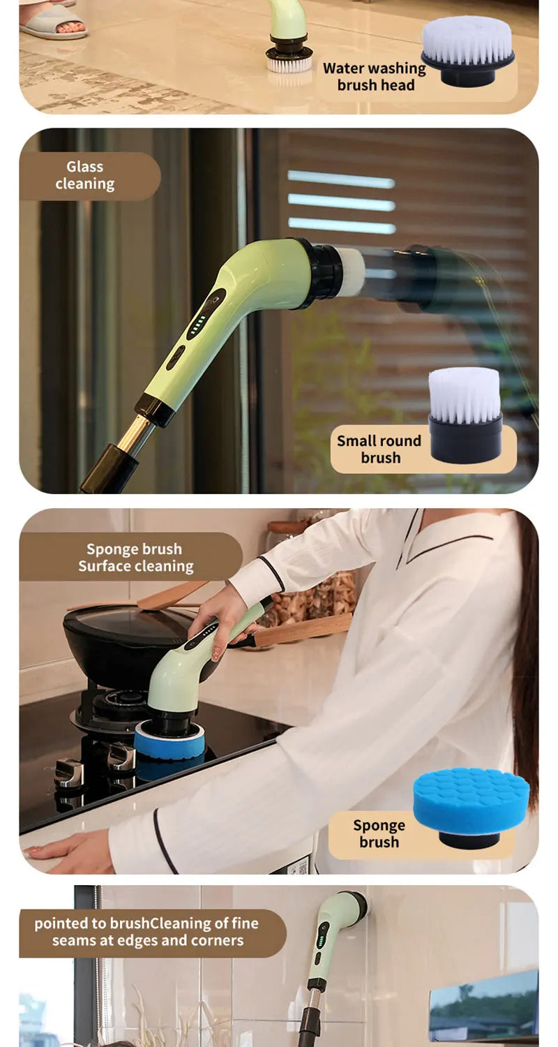 9-in-1 Electric Cleaning Brush Electric Spin Cleaning Scrubber Electric Cleaning