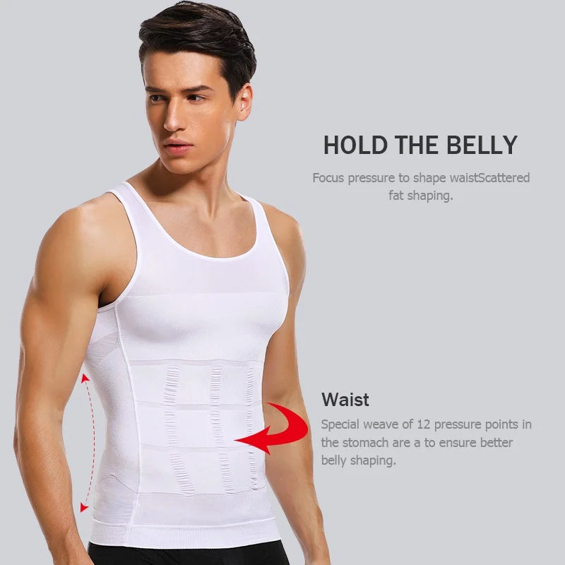 Men's Slimming Body Shapewear Corset Vest Shirt Compression Abdomen