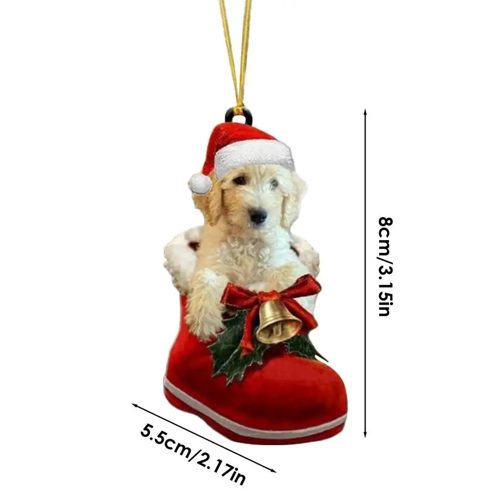 Christmas Tree Dog Ornament Acrylic Flat Printing Dog Hanging Pendant Decoration