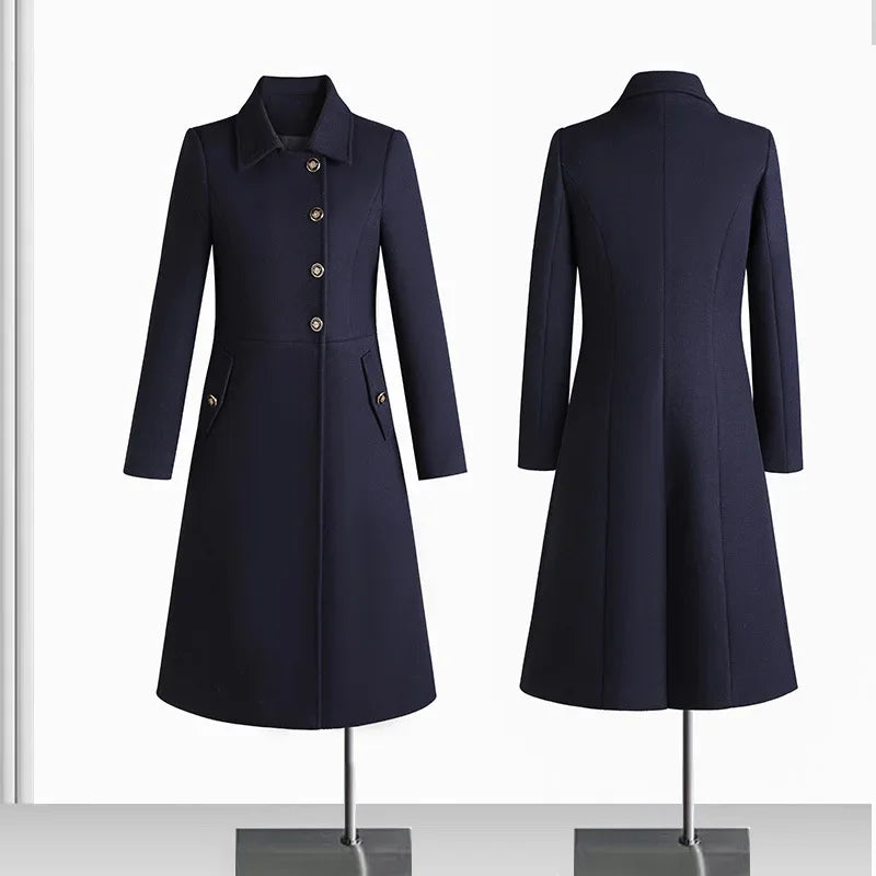 High-Quality Wool Blend Long Trench Coat for Women