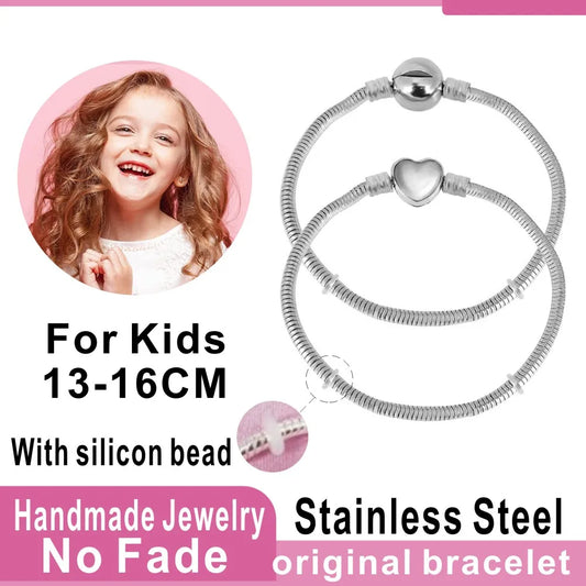 Pulsera de acero inoxidable con forma de corazón y serpiente para niños