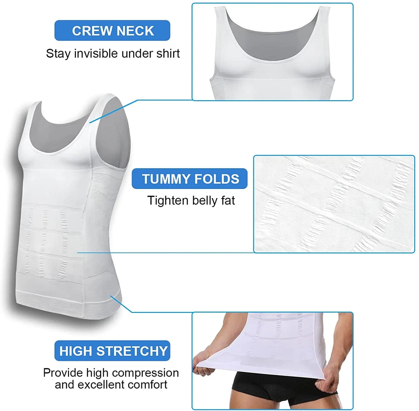 Men's Slimming Body Shapewear Corset Vest Shirt Compression Abdomen