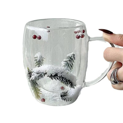 Double Wall Christmas Glass Cup