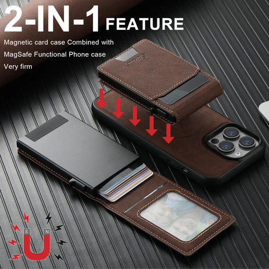 Phone Case Card Holder Leather Magnetic Pocket Cover For iPhone 12 13 14 16ProMax 15Plus