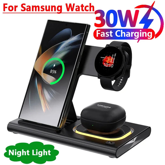 Upgrade Your Charging Experience with the 30W 3 in 1 LED Foldable Wireless Charger Stand!