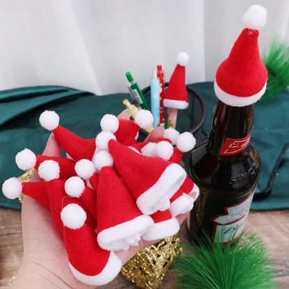 Christmas Cutlery Bag Mini Santa Claus Hat Wine Bottle