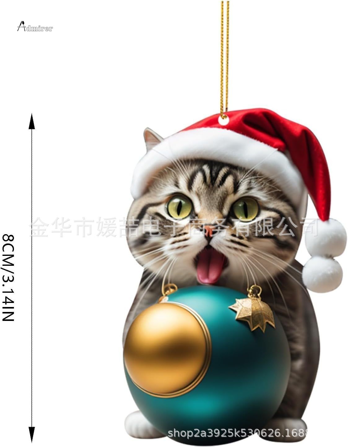 2024 New Cartoon Cute Cat Christmas Ornaments Hanging Decoration